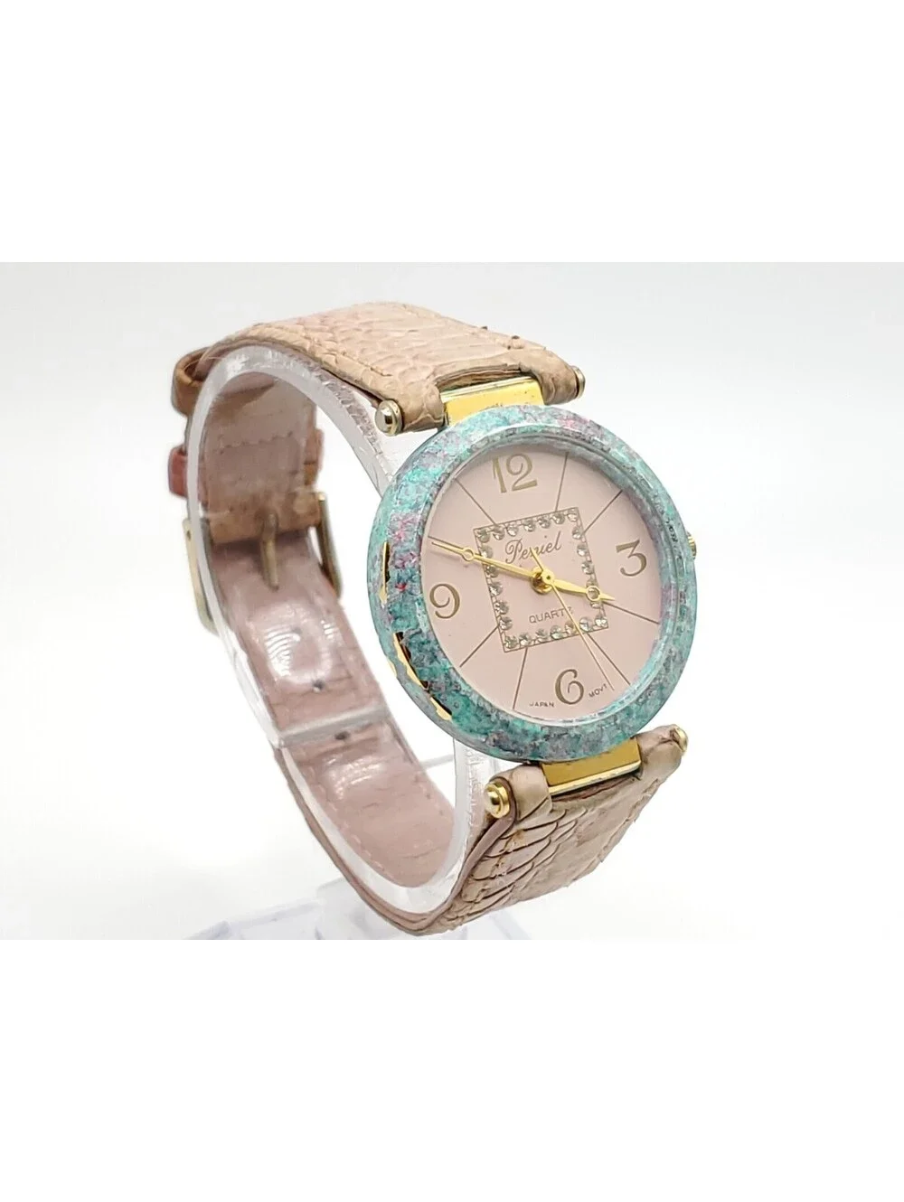 Peniel Quartz Watch Women New Battery Pink Dial Round 30mm
